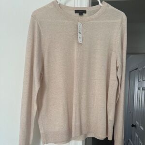 NWT J Crew Beige Long Sleeve Crewneck Size Large